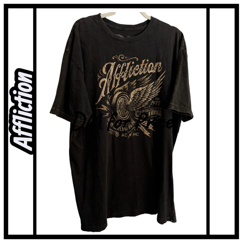 3X AFFLICTION American Customs Wings on Wheel T-shirt